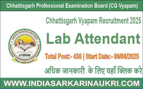 Chhattisgarh Vyapam Lab Attendant Recruitment 2025 Apply Online for 430 Posts